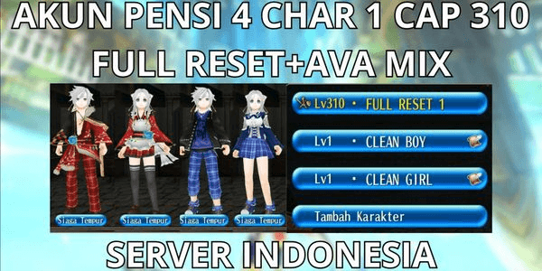 Gambar Product ACCOUNT RETIREMENT 4 CHAR 1 CAP MAX LVL 310 SERVER INDONESIA, FULL AVA MIX, FULL RESET+READY TO USE, NO MOD, ANTI HACKBACK, SUPER CHEAP