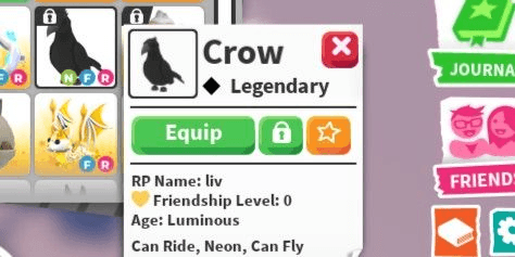 FR Crow - Adopt Me Roblox Robux
