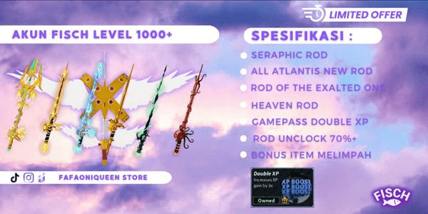 Gambar Product AKUN LEVEL 1000+ (SERAPHIC ROD + ALL NEW ATLANTIS ROD + DOUBLE XP) (AKUN ANTI HACKBACK)
