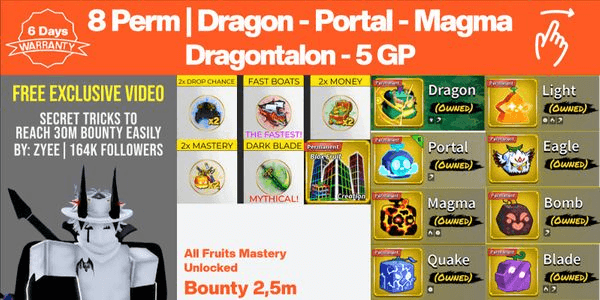 Gambar Product Akun Fruit Permanent - No 11 - Blox Fruits