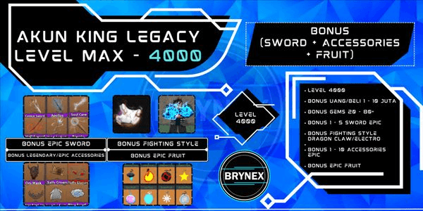 Gambar Product Akun King Legacy Level 4000 (Bonus Sword + Accessories + Fruit) | RBL