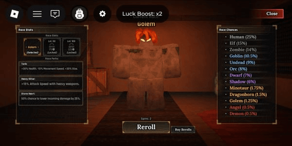 Gambar Product Akun The Forge Starter Golem 1,25% Chance