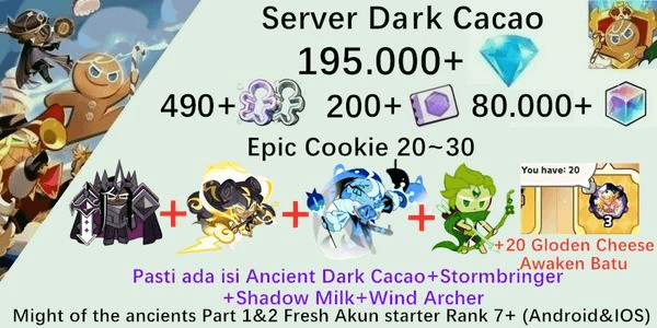 Gambar Product Akun starter Cookie Run Kingdom(Server Dack Cacao)DC53