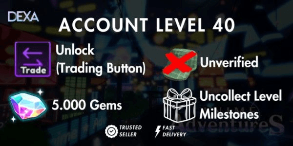 Gambar Product STARTER ACCOUNT (Level 40 + 5.000 Gems + Unverified) - Anime Adventures