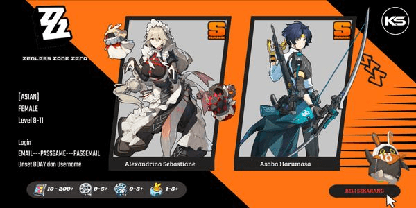 Gambar Product [Asian] Starter Rina, Harumasa| MC Belle [Female] Adventure Rank 9-11 Zenless Zone Zero