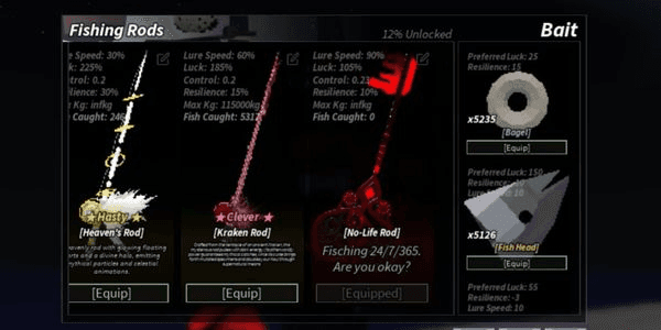 Gambar Product Akun Fisch - No Life Rod