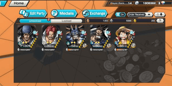 Gambar Product ACCOUNT 5 EXTREME CHEAP - Shanks V3 *5, Aokiji EX *5, Luffy EX *5, Kaido EX V2 & V3