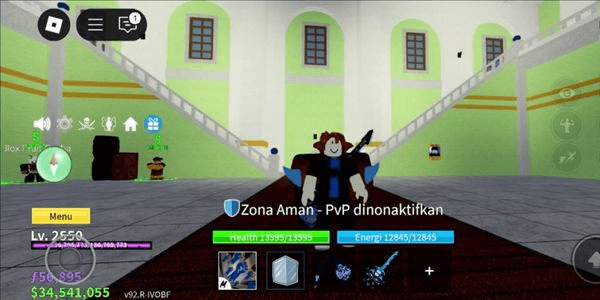 Gambar Product Akun Blox Fruit 34 jt Belly + 56rb fragment + Awaken Ice + Hallow Scyhte + Soul Guitar