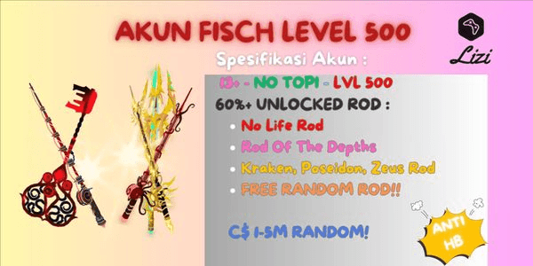 Gambar Product Akun Fisch | Level 500 | NOLIFE ROD - ROTD