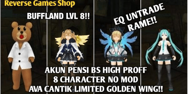 Gambar Product AKUN PENSI BS MAX PROFF NO MOD, 8 CHARACTER CAP 5, AVA LIMITED GOLDEN WING, EQ UNTRADE RAME, SERVER INDONESIA, TINGGAL MAIN