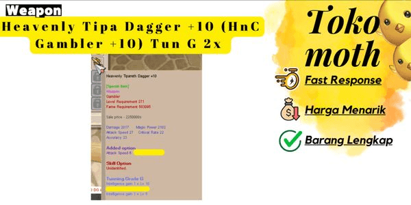 Gambar Product Heavenly Tipa Dagger +10 (HnC Gambler +10) Tun G 2x