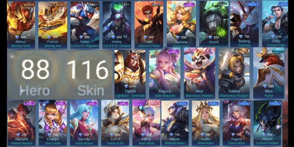 Gambar Product (811) EMBLEM 3 MAX COLLECTOR NATALIA LIGHBORN TIGREAL EPIC BALMOND VALENTINE FANNY LIMITED MIYA 12 SKIN EPIC