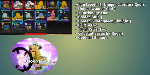 Account Level 113, Unique Captain (God) | Meta Evolve Unit - Anime Adventure