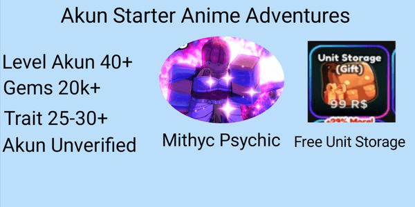 Gambar Product Akun Starter Anime Adventures - Unverified