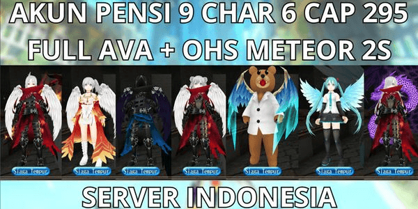 Gambar Product AKUN BS PENSI 9 CHAR 6 CAP MAX LVL 295 FULL AVA, SERVER INDONESIA + ISI OHS METEOR 2S, SIAP PAKAI, READY CN, NO MOD, ANTI HACKBACK, SUPER MURMER