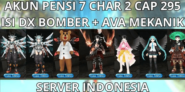 Gambar Product AKUN PENSI 7 CHAR 2 CAP MAX LVL 295 ISI KNUCK DX BOMBER, SERVER INDONESIA, FULL AVA KSATRIA MEKANIK+READY RESET, NO MOD, ANTI HAKCBACK, SUPER MURMER