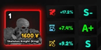 Gambar Product Skeleton Knight (King) / Skull Knight Evo Very Good Stats | Unit Secret Limited Anime Adventures-AA
