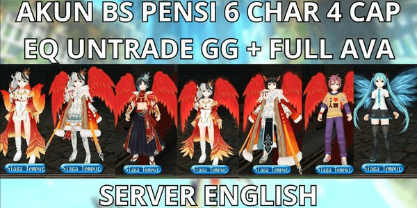 Gambar Product AKUN BS PENSI 6 CHAR 4 CAP MAX LVL 295 SERVER ENGLISH FULL AVA + UNTRADE LENGKAP, NO MOD, ANTI HACKBACK, SUPER MURMER