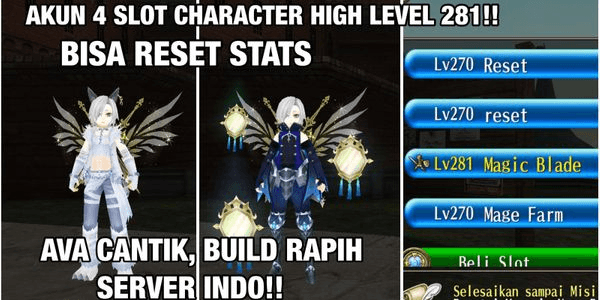 Gambar Product AKUN AVA SERIGALA, 4 CHARACTER HIGH LEVEL 281 RESET STATS, SERVER INDO, TINGGAL MAIN!!