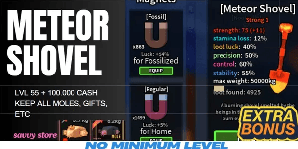 Meteor Shovel + 100K Cash, KEEP ALL MOLES | Dig it RBL