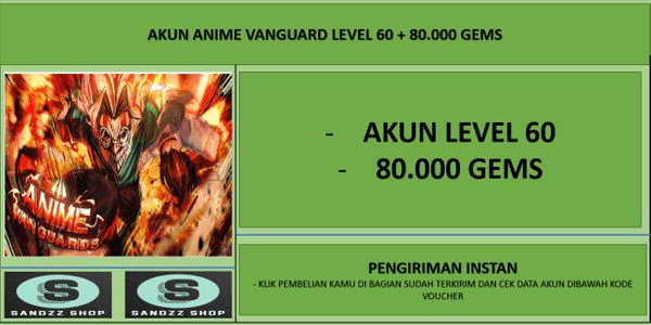 Gambar Product Akun Anime Vanguards Level 60 + 80.000 Gems