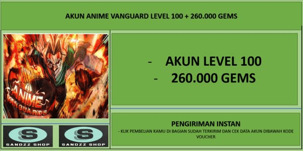 Gambar Product Akun Anime Vanguards Level 100 + 260.000 Gems