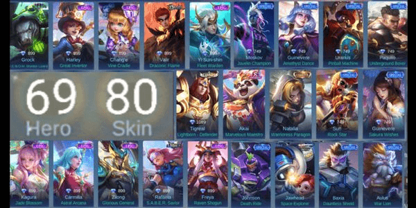 Gambar Product (831) EMBLEM MAGE MAX COLLECTOR NATALIA LIGHBORN TIGREAL ANIVERSARY AKAI 10 SKIN EPIC