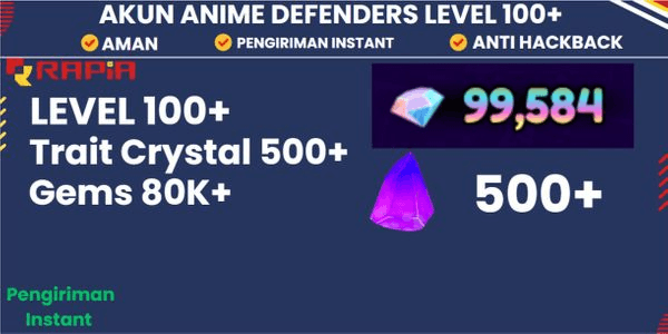 Gambar Product Akun Anime Defenders Level 100+ [Gems 80K+]