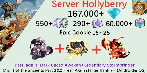 Gambar Product Akun starter Cookie Run Kingdom(Server Holly Berry)HB-11