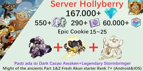 Gambar Product Akun starter Cookie Run Kingdom(Server Holly Berry)HB-12