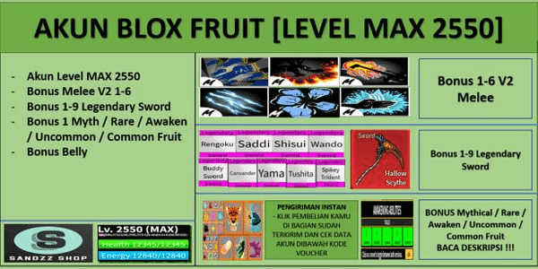 Gambar Product Akun Blox Fruit [Level MAX]