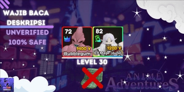 Gambar Product Akun Starter Bubblegum Unique + Elf Mage Reaper | Anime Adventure | No Hat & Unverified & No Summary