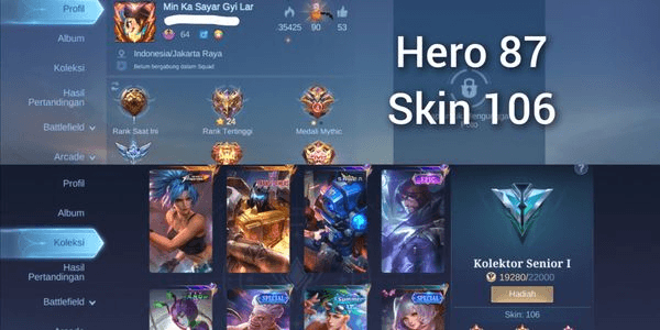 Gambar Product Akun Murah GG (Hero + Skin Banyak)