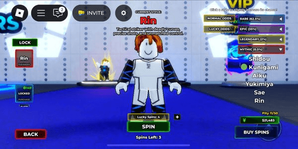 Gambar Product Blue Lock Rival Mythical Style Rin + 4 Lucky Spin