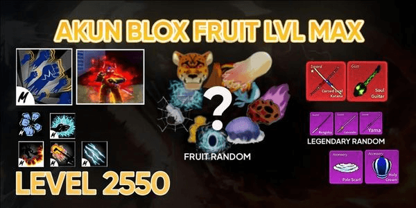 Gambar Product AKUN BLOX FRUIT LEVEL MAX RANDOM FRUIT WEAPON RACE