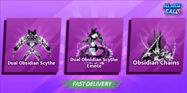 Gambar Product Dual Obsidian Scythe Set (Sword, Emote, Explosion) Blade Ball