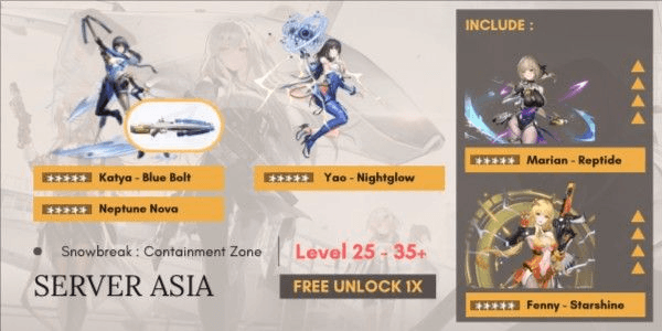 Gambar Product Akun Katya (Blue Bolt) + Neptune Nova, Yao (Nightglow) [ASIA]