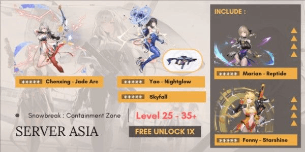 Gambar Product Akun Chenxing (Jade Arc), Yao (Nightglow) + Skyfall [ASIA]