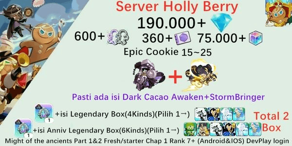 Gambar Product Akun starter Cookie Run Kingdom(Server Holly Berry)HB-11