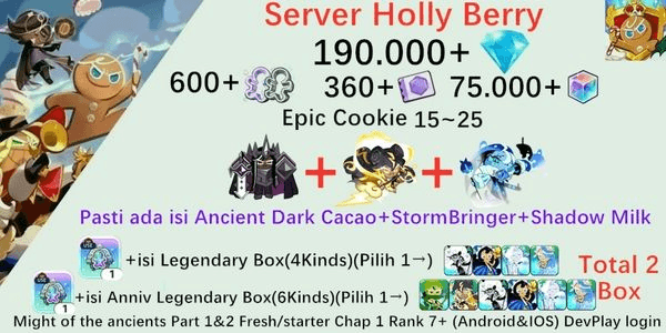 Gambar Product Akun starter Cookie Run Kingdom(Server Holly Berry)HB-4