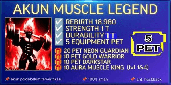 Gambar Product Akun Muscle Legend | Rebirth 18980