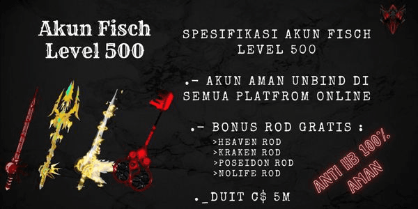 Gambar Product Akun Fisch Level 500+ | Heaven rod | Nolife rod | Poseidon rod | Kraken rod | DLL