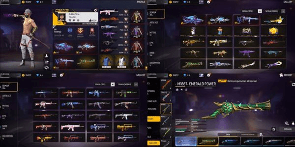 Gambar Product FF131 || VAULT 419 SKIN SENJATA 396 || EVOGUN MAX 3+SG2 TEROMPET+VAULT KECE-KECE || AKUN IDAMAN