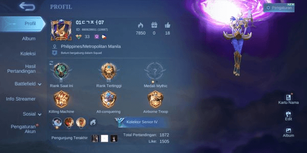 Gambar Product Akun ML Murah Keren Premium (Selena Luckybox, Chou Stun, Karina Kof)