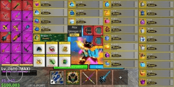 Gambar Product Akun Spek End Game+26 Permanent, ALL V4+ALL Game Pass. Permanent Dragon, Kitsune, Gas, Control, Portal, Magma, DLL. Spek lengkap cek deskripsi