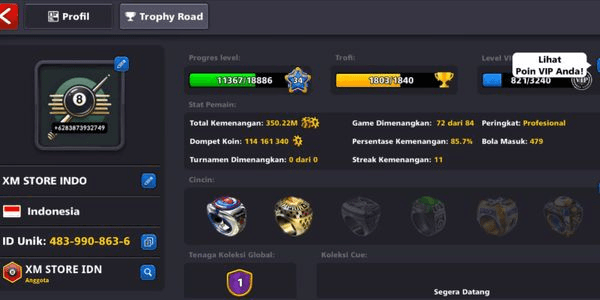 Gambar Product Akun Log FB Coins 100M + Cash 250 + Cue Multijutawan & Jutawan