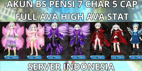 Gambar Product AKUN BS PENSI 7 CHAR 5 CAP MAX LVL 295 SERVER INDONESIA, FULL AVA SET PERI + LIMITED HIGH AVA STAT (MP), NO MOD, ANTI HAKCBACK, SUPER MURMER