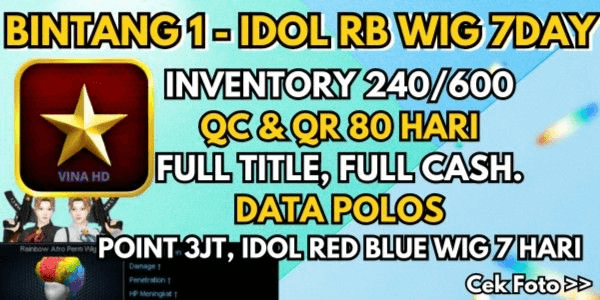Gambar Product 1 star + QC QR 80 DAYS, IDOL RB WIG 7 DAYS, FULL CASH and FULL TITLE READY TO RUSH
