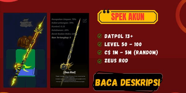 Gambar Product FISCH - AKUN ZEUS ROD LVL 50-100 C$1M-5M