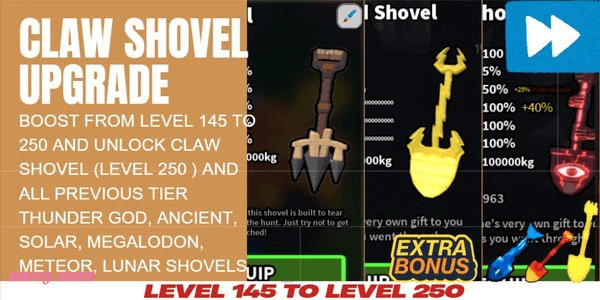 Gambar Product Boost From Level 145 - 250 and get Claw Shovel and Previous Tier Shovels | Dig It RBL